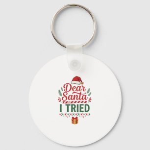 Dear Santa Tried Christmas Hat Present Box Key Ring