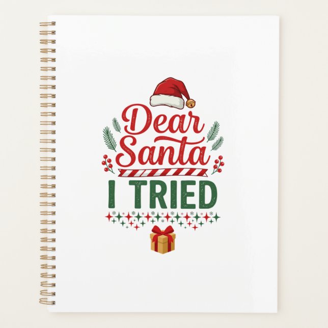 Dear Santa Tried Christmas Hat Present Box Planner (Front)