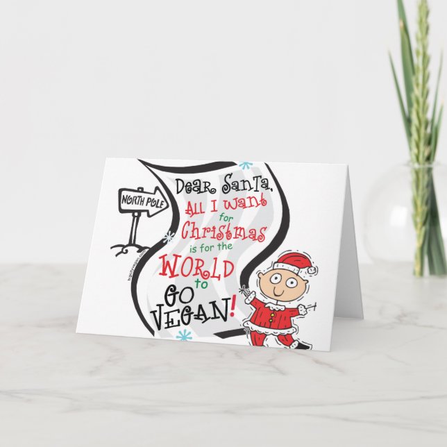 Dear Santa Vegan Wish Holiday Card (Front)