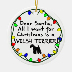 Dear Santa Welsh Terrier Ceramic Tree Decoration