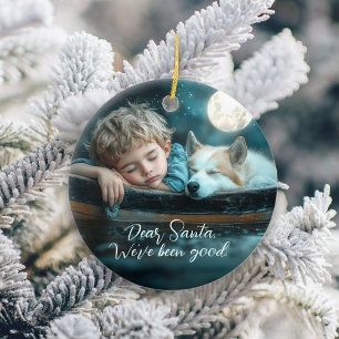 Dear Santa We've Been Good Holiday Photo Ceramic Tree Decoration