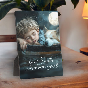 Dear Santa We've Been Good Holiday Photo with Dog Plaque