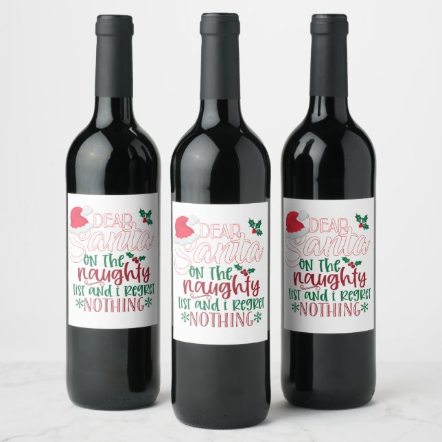 Dear Santa Wine Label (Bottles)