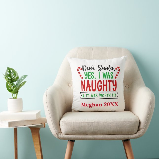 Dear Santa Yes I Was Naughty Funny Christmas Humou Cushion (Chair)