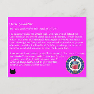 Dear Senator - Oath of Office Political Postcard