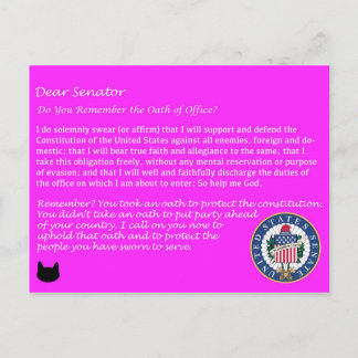 Dear Senator - Oath of Office Political Postcard