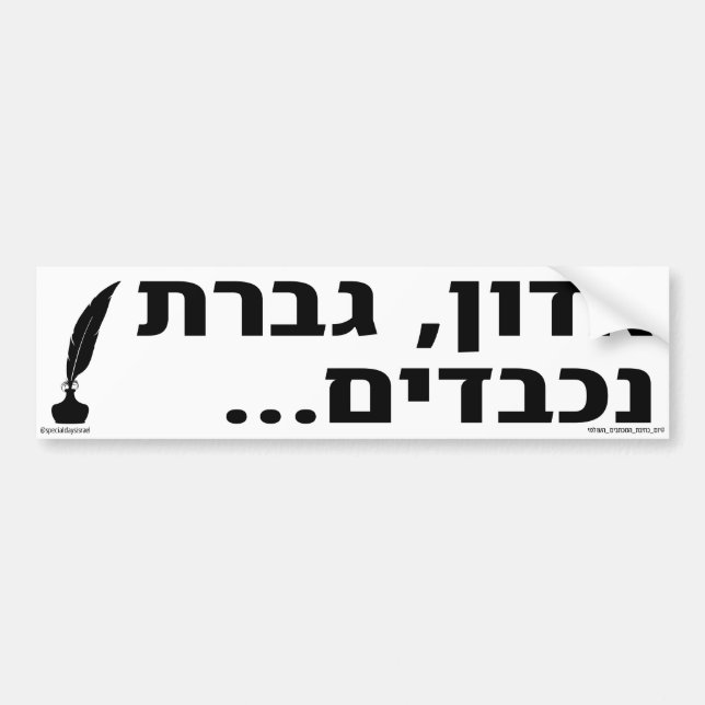 Dear Sir Madam Hebrew Bumper Sticker (Front)