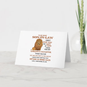 Dear Son-In-Law I Gave You My Gorgeous Daughter Card