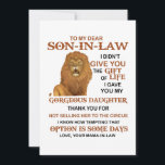 Dear Son-In-Law I Gave You My Gorgeous Daughter Thank You Card<br><div class="desc">To My Dear Son-In-Law I Gave You My Gorgeous Daughter</div>