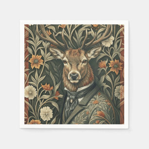Dear Stag in Vintage Clothing Magic Woodland Napkin
