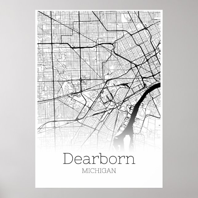 Dearborn Map - Michigan - City Map Poster (Front)
