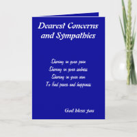 Dearest concern and sympathies greeting cards