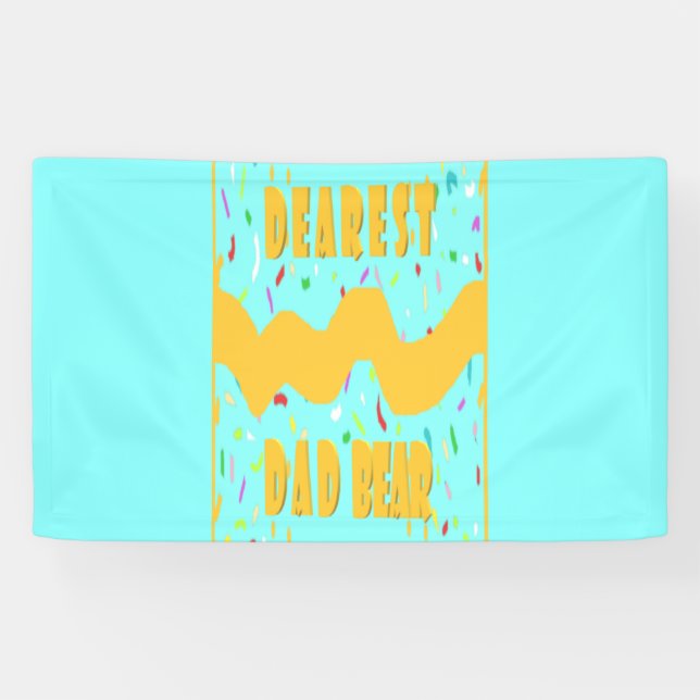 Dearest Dad Bear fun design med blue mustard colou Banner (Horizontal)