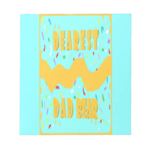 Dearest Dad Bear fun design med blue mustard colou Notepad