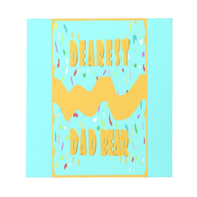 Dearest Dad Bear fun design med blue mustard colou Notepad (Front)