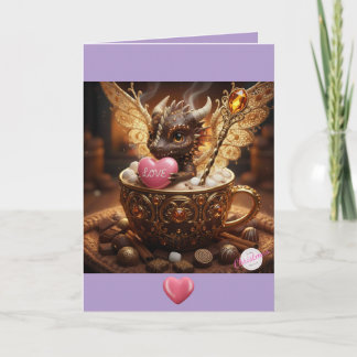 Dearest Dragon Valentine-Hot Cocoa &Gold Vday Card