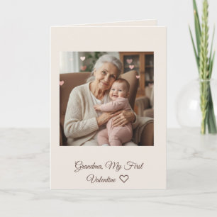 Dearest Grandma Pink Hearts First Valentine Folded Card