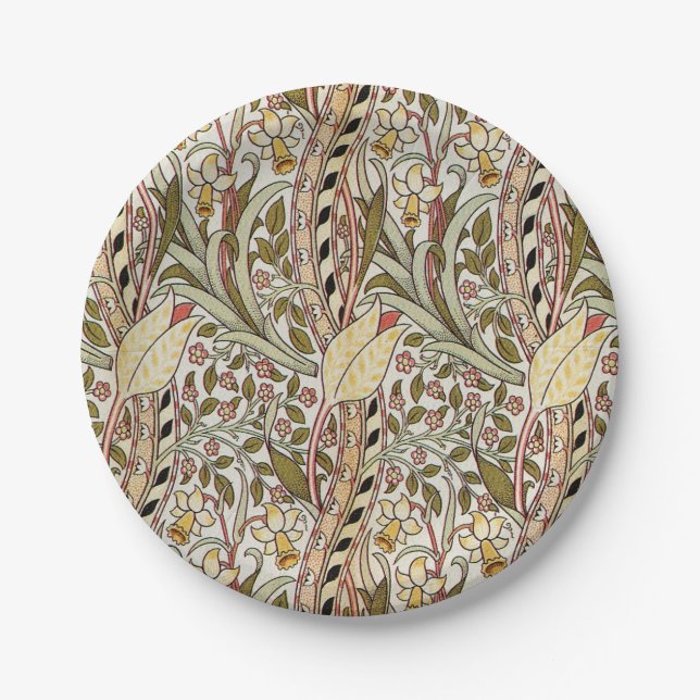Dearle Daffodil Vintage Floral Pattern Paper Plate (Front)