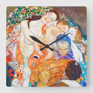 Death and Life, Gustav Klimt Square Wall Clock