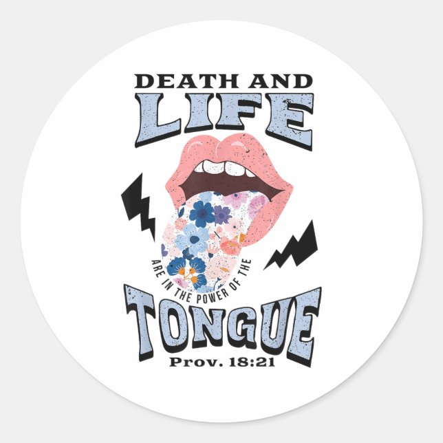 Death And Life Tongue Christian  Classic Round Sticker (Front)