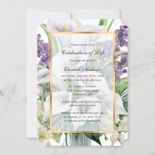 Death Anniversary Floral Photo Celebration of Life Invitation