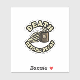 Death Before Decaf   Funny Retro Skull Laptop 