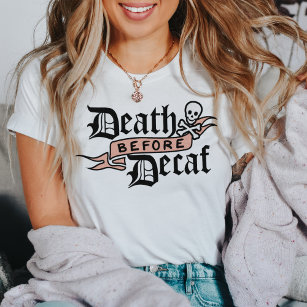Death Before Decaf Skull Typography T-Shirt