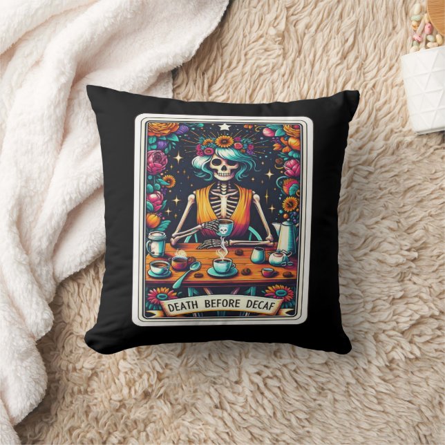 Death Before Decaf Tarot Card Collection Cushion (Blanket)