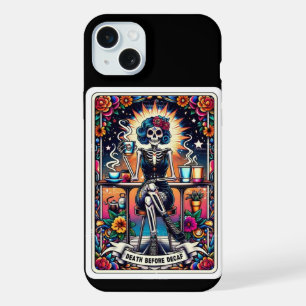 Death Before Decaf Tarot Card Collection iPhone 15 Plus Case