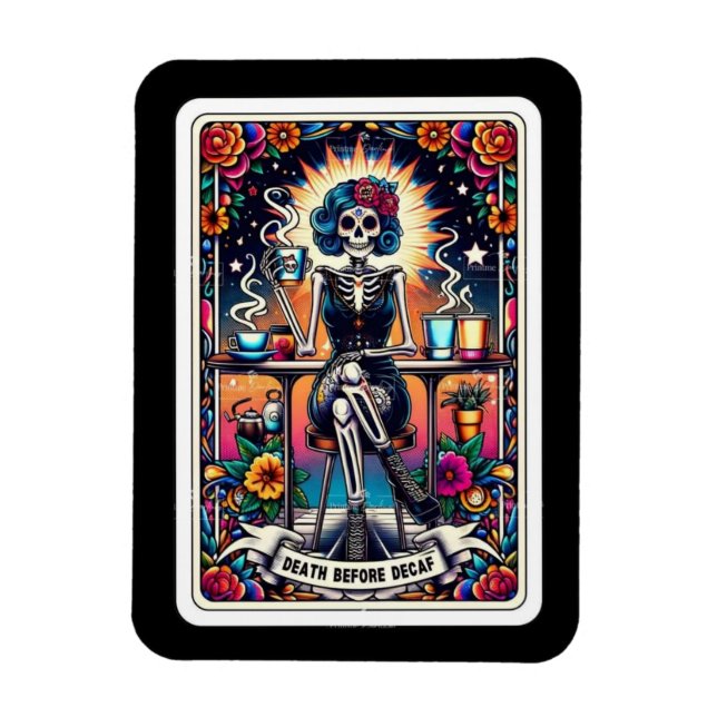 Death Before Decaf Tarot Card Magnet (Vertical)