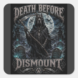 Death Before Dismount Great Dane Grim Reaper Biker Square Sticker
