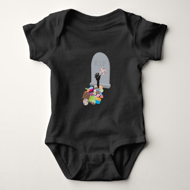 Death by Candy Halloween Design Baby Bodysuit (Front)
