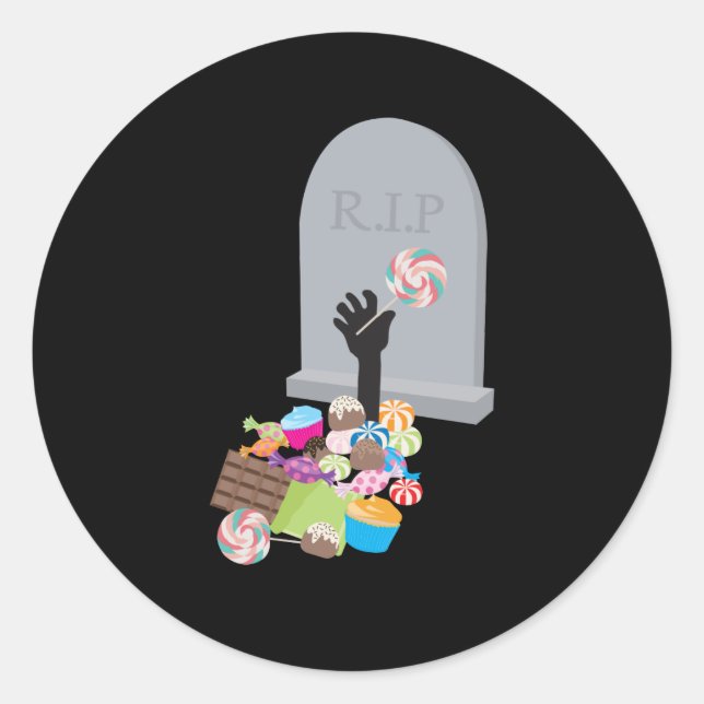 Death by Candy Halloween Design  Classic Round Sticker (Front)