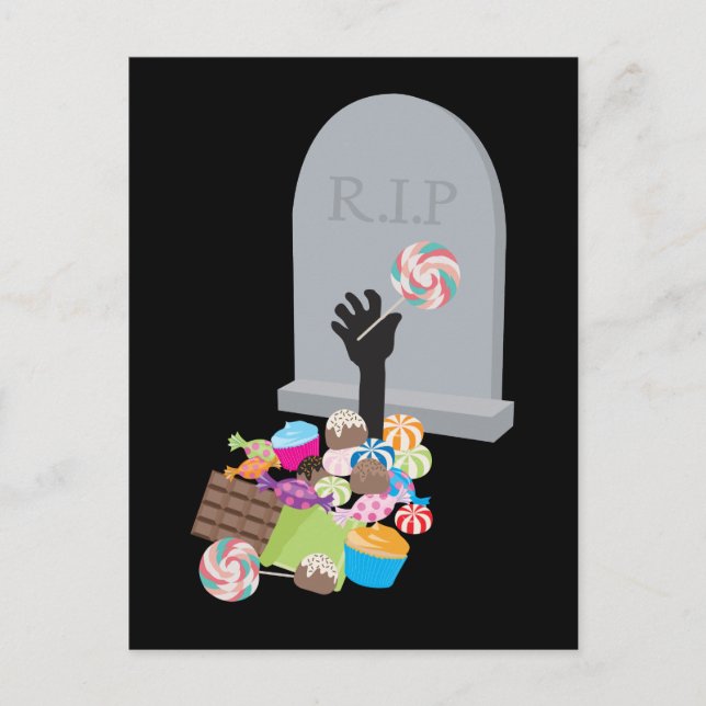 Death by Candy Halloween Design Postcard (Front)