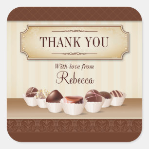 Death by Chocolate Large Thank You Square Sticker