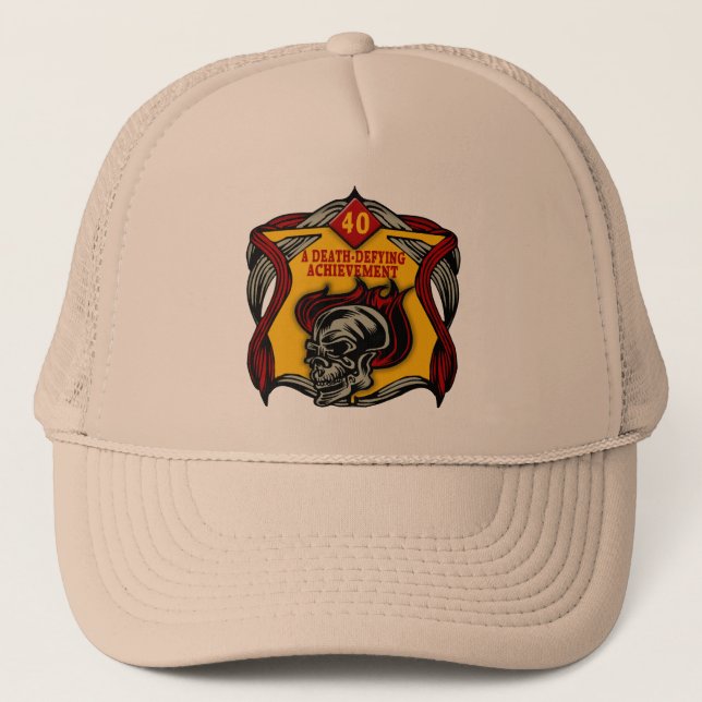 Death-Defying 40th Birthday Gifts Trucker Hat (Front)