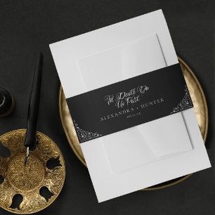 Death Do Us Part Halloween Gothic Wedding Black Invitation Belly Band