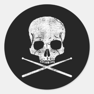 Death Drummer Metal Vintage Drum Set Drumsticks Gi Classic Round Sticker