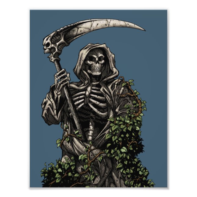 Death - Evil Skeleton Grim Reaper with Scythe Photo Print (Front)