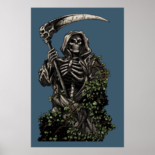 Death - Evil Skeleton Grim Reaper with Scythe Poster (Front)