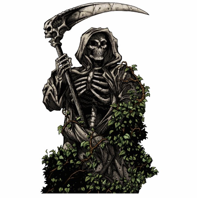 Death - Evil Skeleton Grim Reaper with Scythe Standing Photo Sculpture (Front)