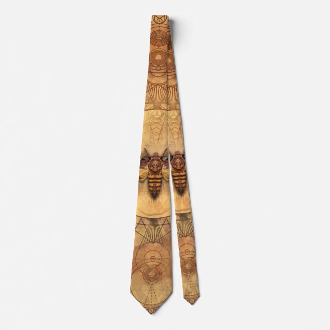 Death-head Hawkmoth Sacred Geometry Digital Art Tie (Front)