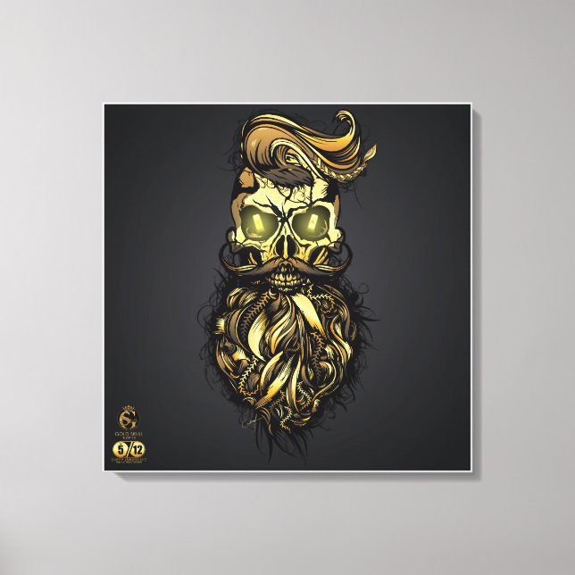 Death head hipster skulls bearded and mustachu gol canvas print (Front)