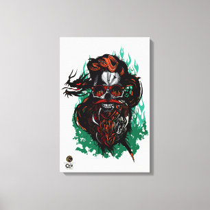 Death head hipster skulls dragon tribal canvas print