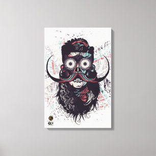 Death head hipster skulls psychedelic eyes bar canvas print
