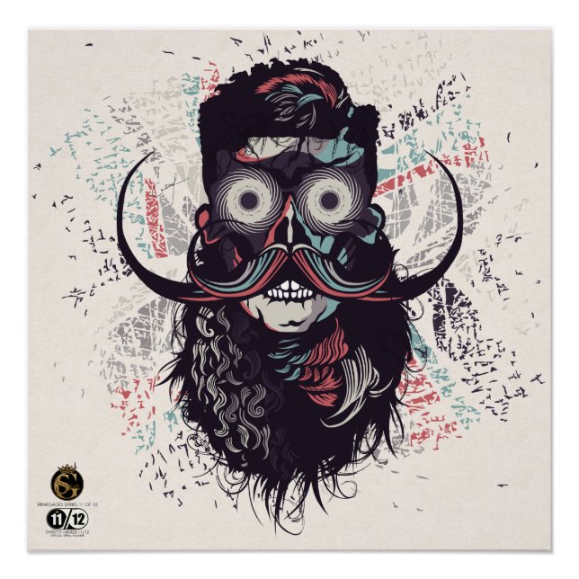 Death head hipster skulls psychedelic eyes poster (Front)