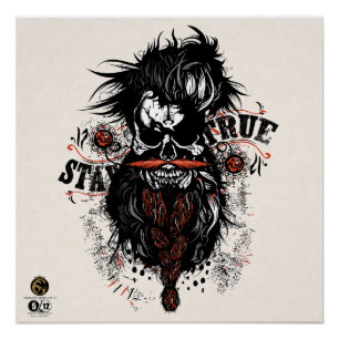 Death head hipster skulls stay true poster