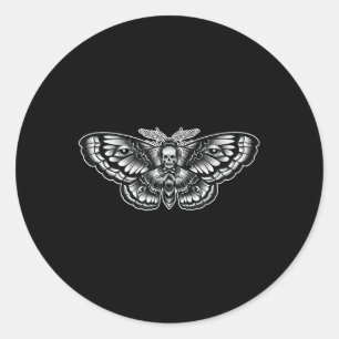 Death Head Moth Tattoo Art-inspired Symbolic  Classic Round Sticker