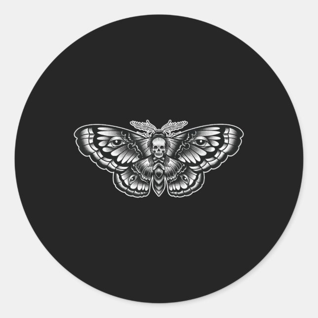 Death Head Moth Tattoo Art-inspired Symbolic  Classic Round Sticker (Front)