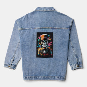 💀 Death Head with Colourful Hat💀 Denim Jacket